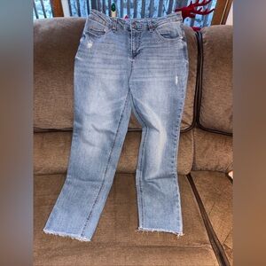 OAT New York High Rise Straight Ankle Jeans  Raw Hem Women’s Size 6/28